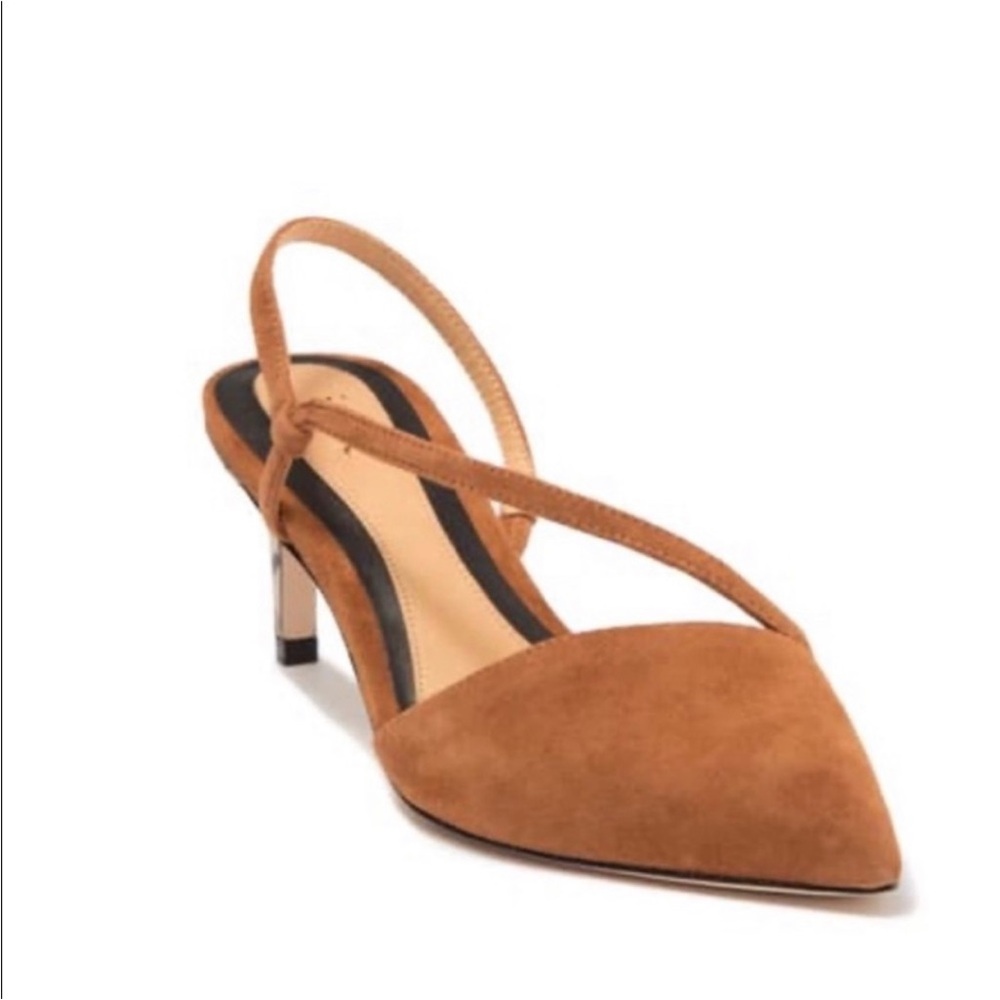 Joie Pointed Toe Suede Snake Skin Sling Back Heels